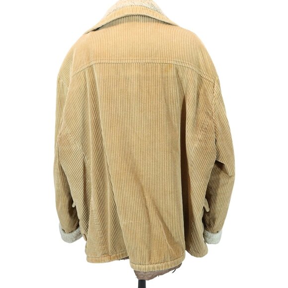 Vintage Y2K Wide Wale Corduroy Shearling Chore Jacket 1X Gloria Vanderbilt Tan - Picture 3 of 8